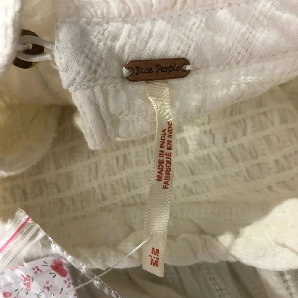 NEW Free People Obi Mila Smocked Tunic Boho Top, Size Medium, Ivory